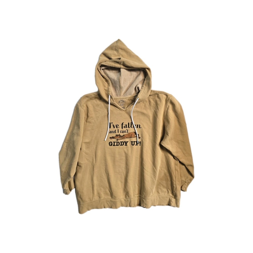 Amadora Sport‎ Women's  Hoodie  2X mustard Yellow Giddy Up Horse